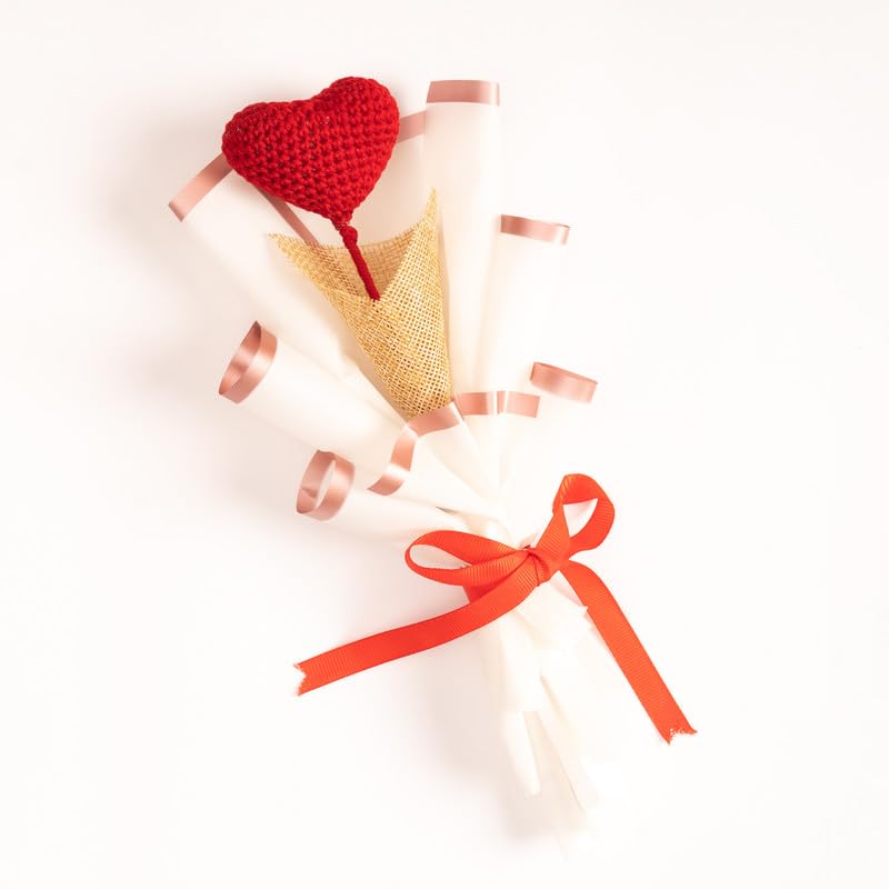 The Zappy Box Crochet Heart Bouquet, Sustainable 26.6 x 11.4 x 3.8 cm Adorable Crochet Bouquet, Compact and Lightweight Heart-Shaped Gift, Hear-shaped Bouquet, Gift for Girlfriend/Boyfriend-image-45