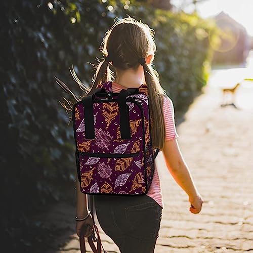 Sac à dos garçons filles cartable multicolore feuilles d'automne
