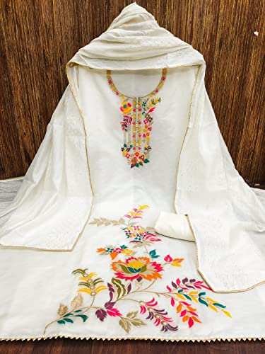 Image of Women's Heavy Banarasi Jacquard And Chanderi Cotton Unstitched Salwar Suit Dress Material With Heavy Dupatta (Free Size Multi Color)