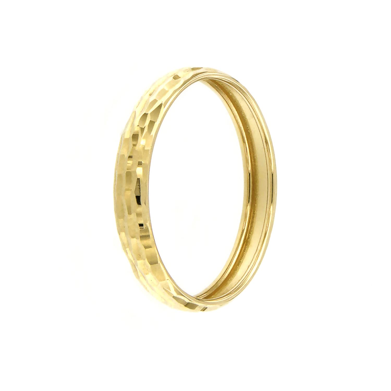 forme di Lucchetta Lucchetta - Anillo Fedina en Oro Amarillo de 14 quilates con Efecto Diamantado | tamaños 10 12 14 16 18 20 22, Anillos Compromiso para Mujer