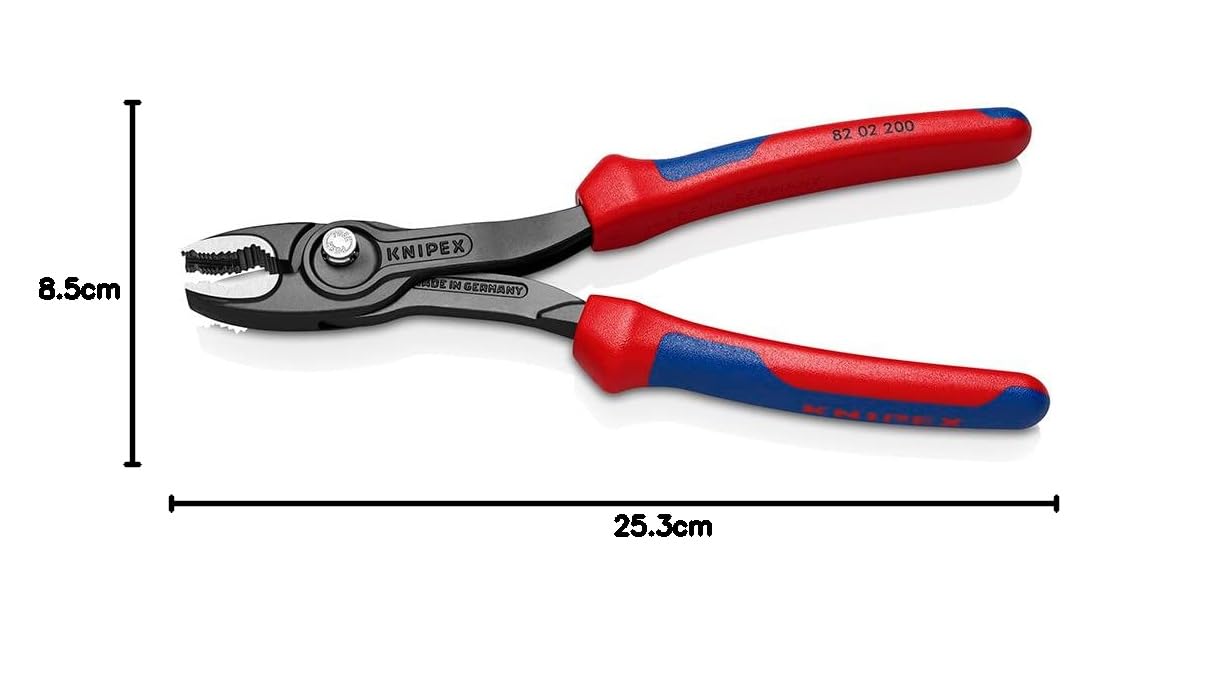 KNIPEX TwinGrip szczypce z funkcją chwytu od czoła i z boku w opakowaniu z zawieszką fosforanowana, szara z rękojeściami Comfort 200 mm, 82 02 200 SB