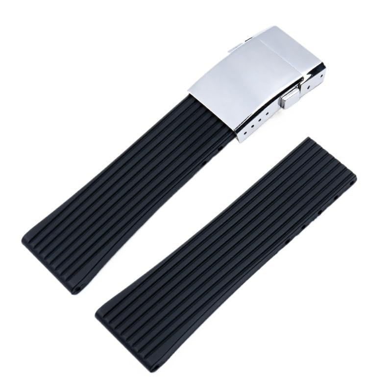 Bracelet montre caoutchouc 24mm noir compatible Avenger et Heritage