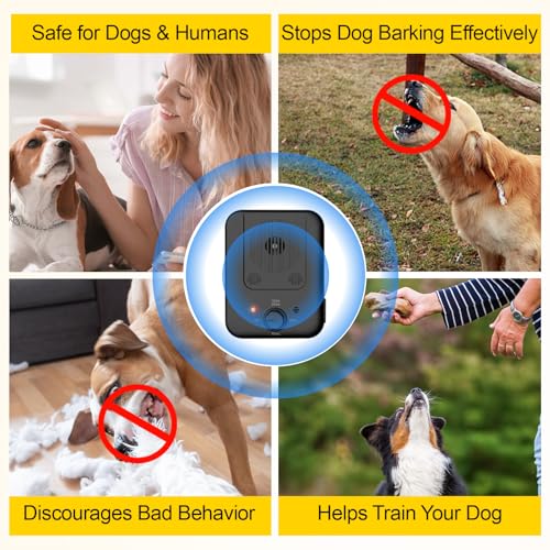 Anti Bell Gerät Hunde, 3 Modi Antibell Ultraschall Gerät, 33 Fuß Stopp Hundebell Gerät, IPX4 Wasserdichtes Einstellbare Frequenz für Hunde Training Großer Kleiner Hunde im Freien Innenbereich Antibell