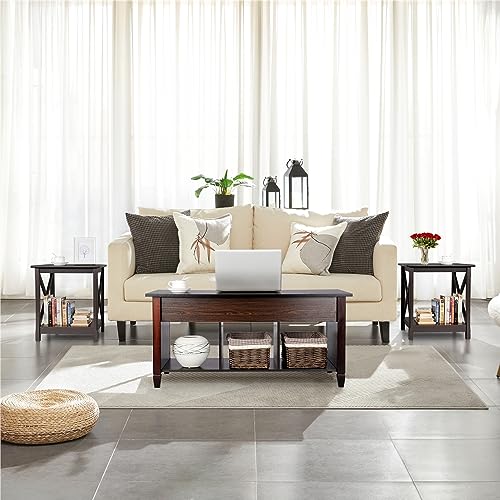 Yaheetech YT-00089408 Coffee Table, 41In Lift Top Coffee Table With Storage Hidden Compartment & Shelf, Retro Coffee Center Table With Lift Tabletop For Living Room, Espresso thumb #4