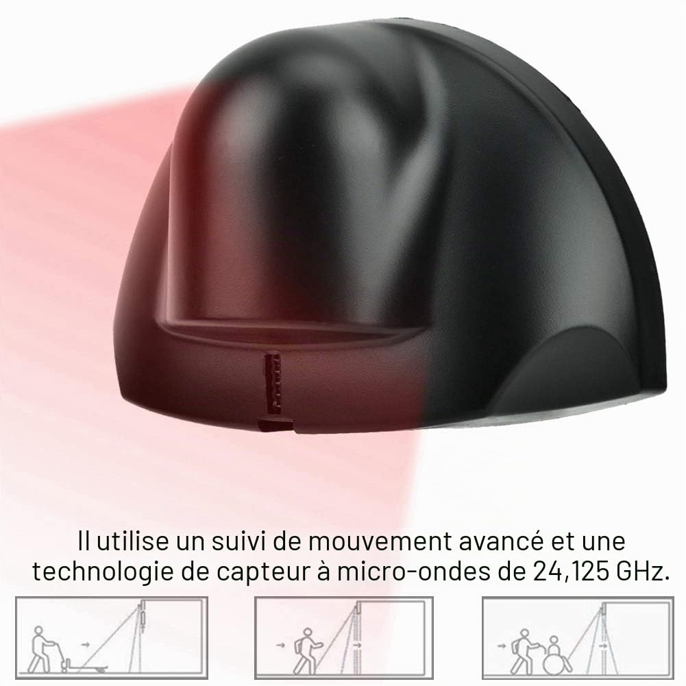 Capteur de Porte Automatique Universel 24,125 GHz - Détecteur de Mouvement à Micro-Ondes - pour Portes automatiques, ascenseurs, supermarchés, guichets automatiques, aéroports, etc