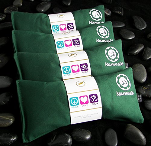 Happy Wraps Yoga Eye Pillows - Unscented Eye Pillows - Namaste Hot Cold for Stress, Meditation, Spa, Relaxation Gifts - Made in USA Set of 4 - Green
