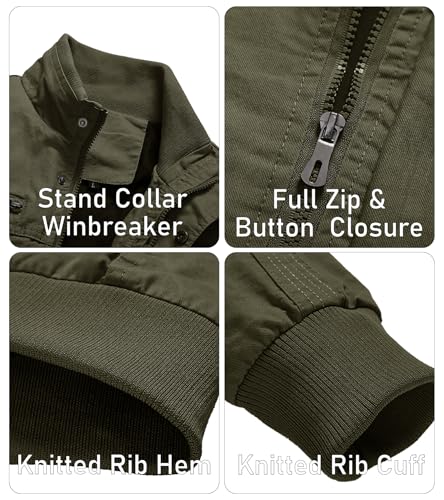 Eklentson CAFBAEK-122-GREEN-S Men'S Casual Long Sleeve Full Zip Jacket thumb #3