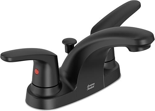 American Standard 7075205.243 Colony PRO - Grifo de baño de una sola manija, menos drenaje, 1.2 GPM, negro mate