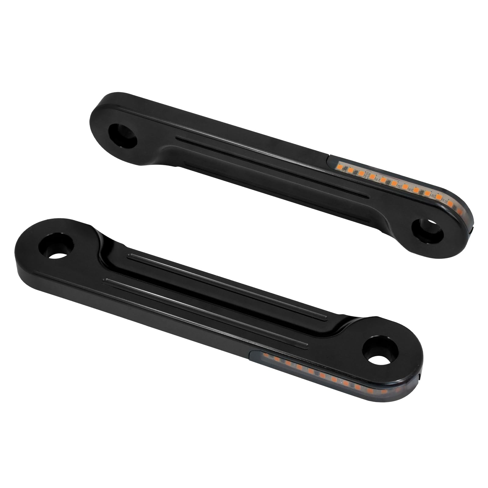 HDBUBALUS Motorcycle Flush Fork Turn Signals Brackets Shock absorber LED Running Side Lamp For Harley Touring Street Glide Road King 1998-2025 (Color: All Black)