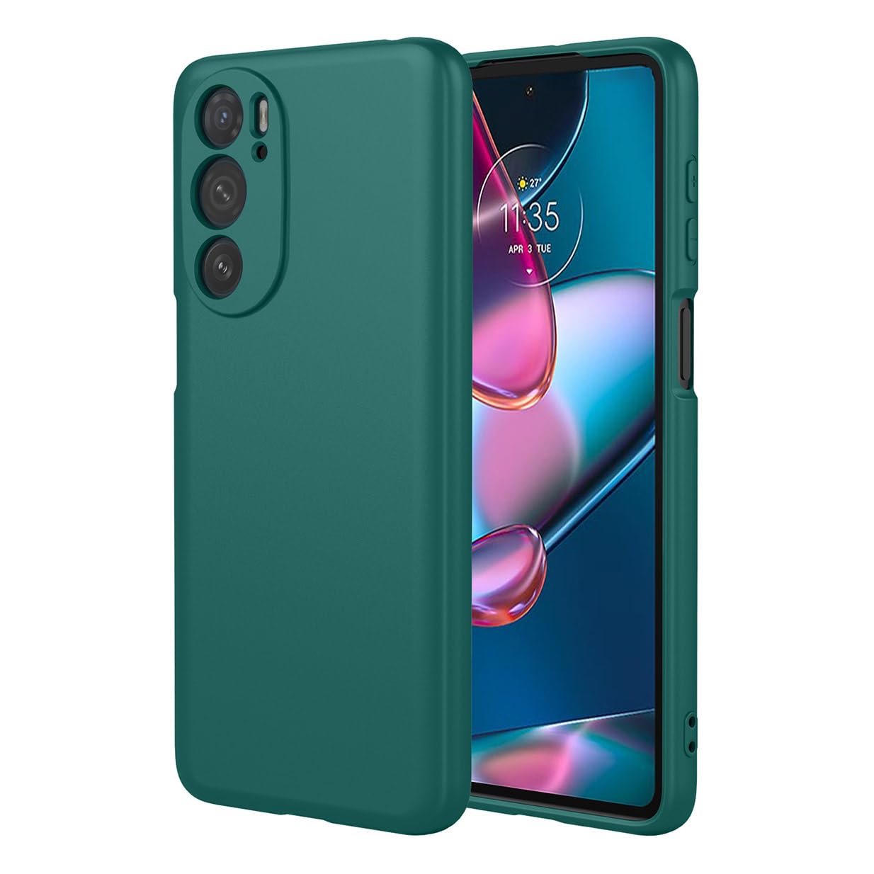 UPLAI Cover for Motorola Edge 30 Pro 5G, Ultra Thin Silky Liquid Silicone Shockproof Case with Premium Fibre Lining, Soft TPU Elegant Case, Dark Green Motorola Edge 30 Pro 5G dark green