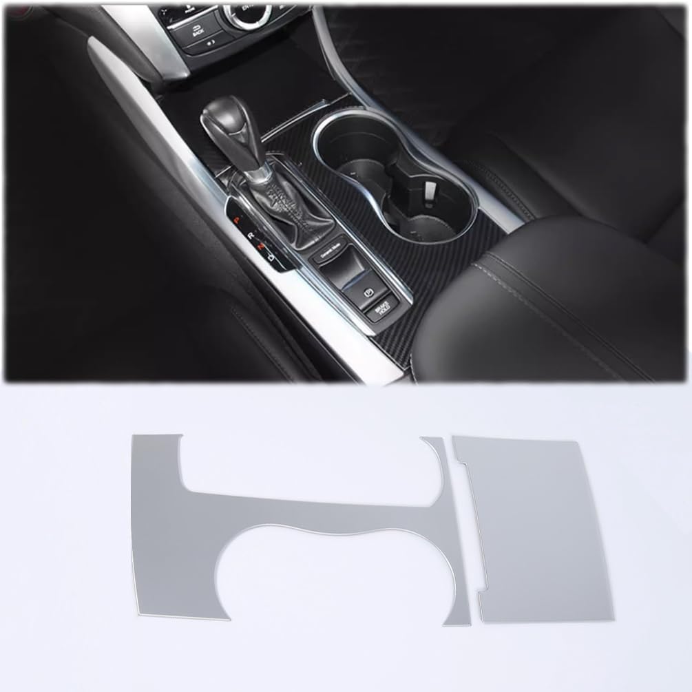 2Pcs Center Console Automatic Transmission Shift Boots Panel Cup Holder Cover for Acura TLX 2015-2020 - ABS Carbon Fiber Sport Interior Accessories（with Gear Shift Lever）