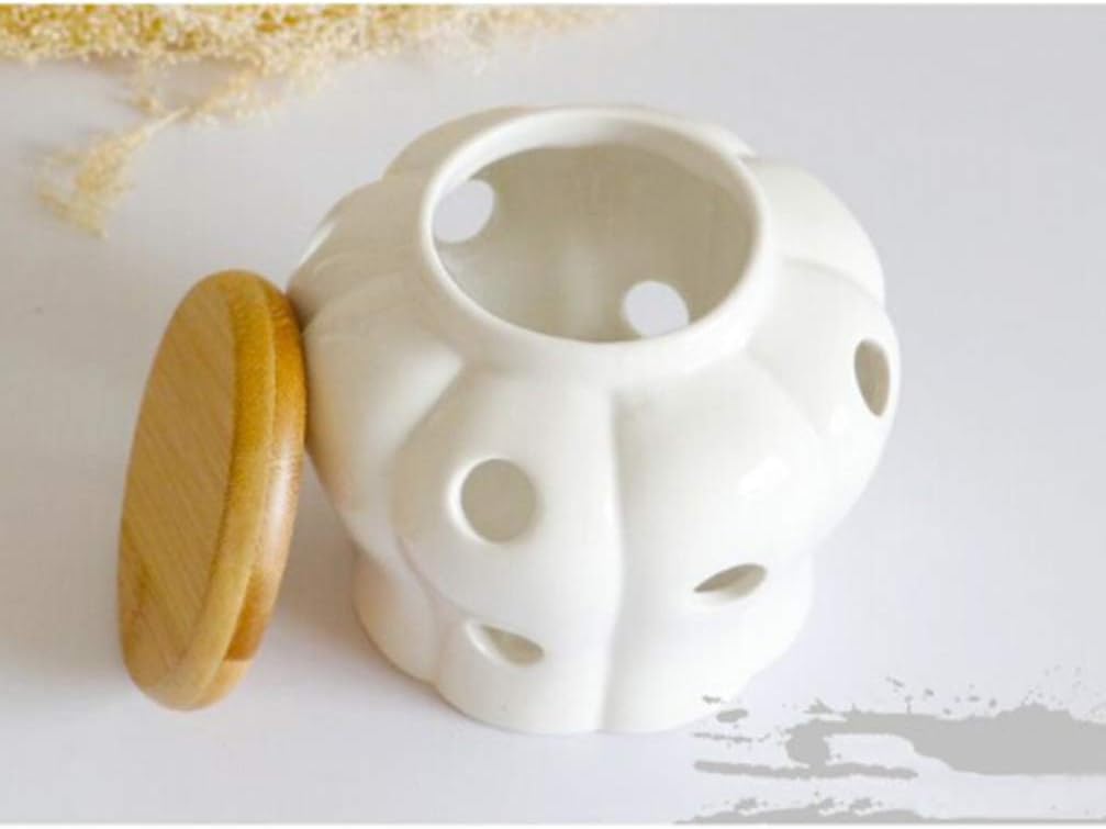 Ceramic Container of with Lid for Garlic, Ginger, Kitchen or Onion Etc.