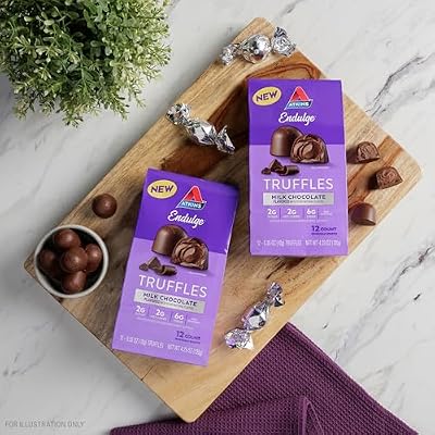 Atkins Endulge Milk Chocolate Truffles, Low Sugar, Low Carb, Keto Friendly, 6 pack (12 Truffles each Pack)