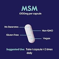 Vista 5 de BESTVITE MSM 1000 mg fabricado con OptiMSM (240 cápsulas) - Sin estearatos - Sin OMG - Sin gluten - Soporte para las articulaciones