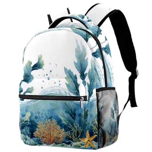 Sac à dos ordinateur portable imprimé océanique ultra léger avec poches de rangement