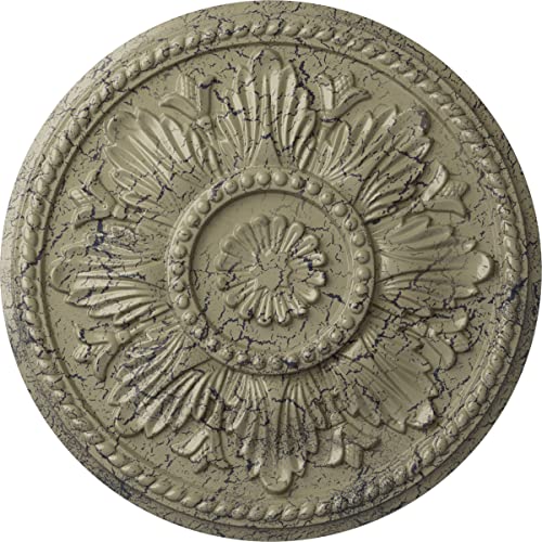 Image of Ekena Millwork CM18EDCSC Edinburgh Ceiling Medallion, Castle Stone Crackle