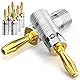 VCELINK Bananenstecker Lautsprecher 24K Vergoldet, 0,75mm - 4mm, (4 Paar / 8 Stück), Banana-Steckverbinder High End für Lautsprecherkabel, Verstärker, HiFi-Boxen, AV Receiver,Schraubbar (8)