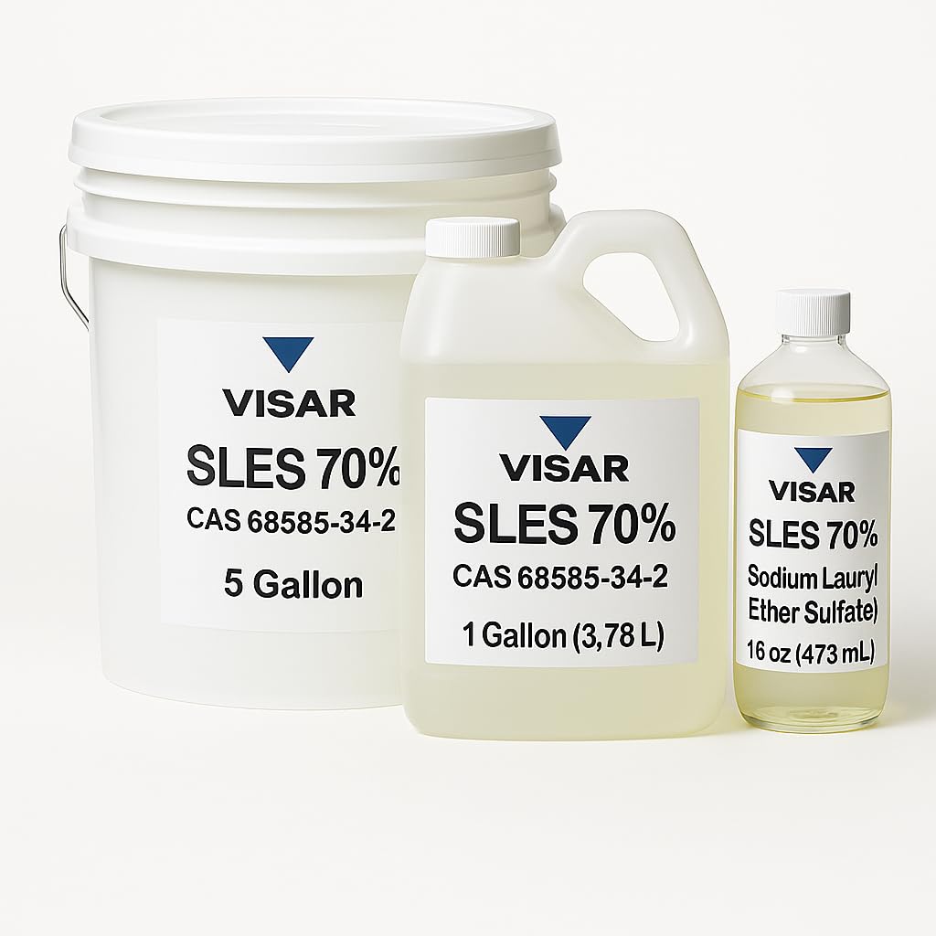 VISAR SLES 70% – Sodium Lauryl Ether Sulfate – CAS 68585-34-2 – Raw Material for Shampoo & Detergent (1 Gallon)
