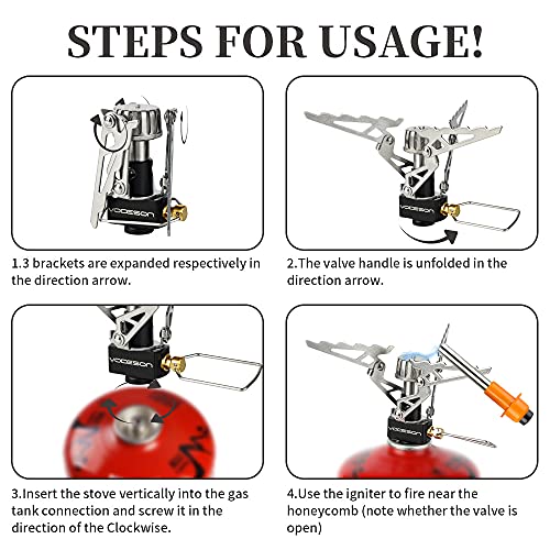 Portable Mini Camp Stove Backpacking Stove Support Wind-Resistance Lightweight Camping Stoves For Travel Stove Outdoor Camping Hiking Cooking Include Piezo Ignition Backpack Buckle #TOP2