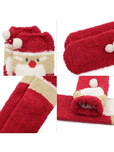 Image of Azue Fuzzy Warm Slipper Socks Women Super Soft Microfiber Cozy Sleeping Socks 6 or 5 Pairs