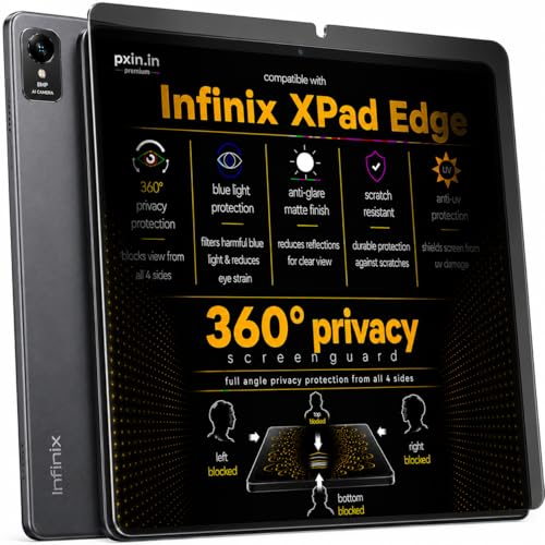 Image of Pxin 360 Pro Privacy Screen guard compatible with Infinix XPad Edge | Anti Glare | Anti UV | Anti Blue | Anti Reflection | Privacy Filter | Unbreakable Build