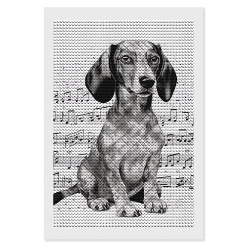 Kit peinture diamant teckel musique idée cadeau originale adultes passionnés d'art