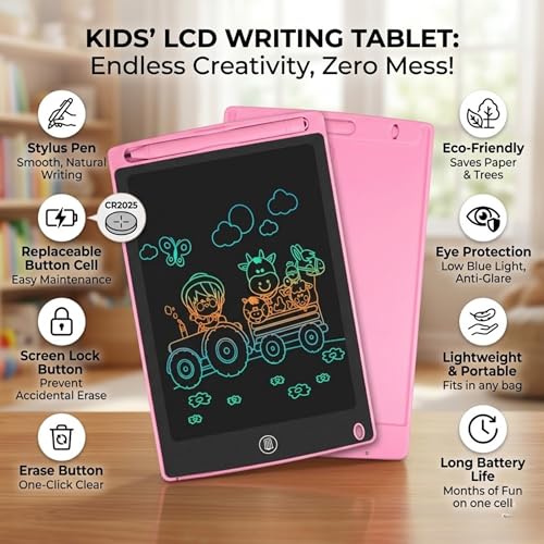 Image of 16 Inch LCD Writing Tablet with Stylus Pen, Colorful Screen Magic Slate Doodle Drawing Board Pad Kids - Random Color