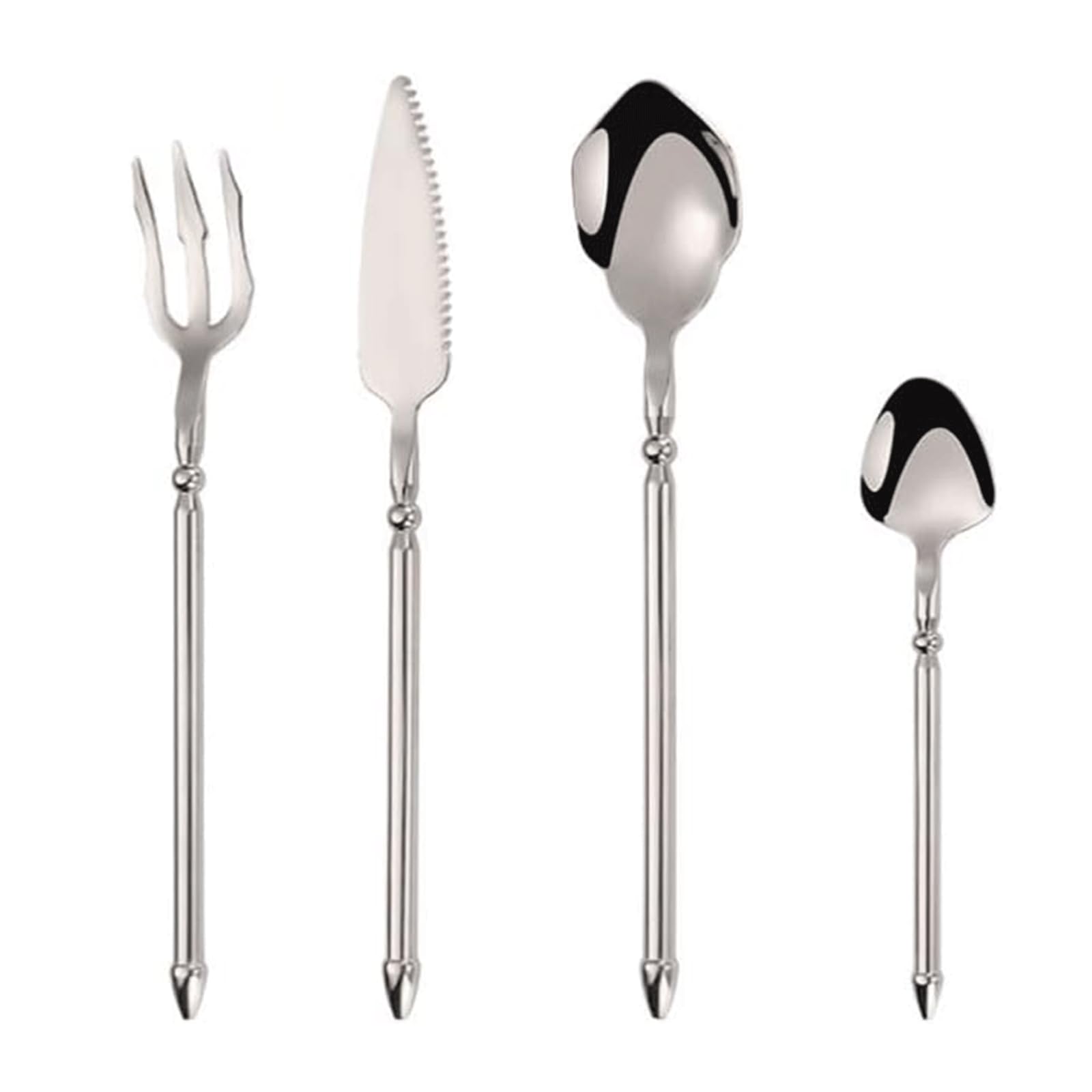 Ensemble de Couverts 2/3/4 pièces Ensemble de Couverts en Acier Inoxydable Couteau Fourchette cuillère Miroir Poli argenterie Ensemble de Vaisselle Portable