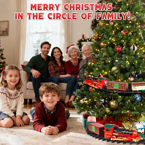 Trenino Elettrico Natalizio, Treno Giocattoli Albero Di Natale Con Luci, Suoni E Effetto Fumo, Treno Natalizio Elettrico Intorno All'albero, Regalo Natale Per Bambini - 7