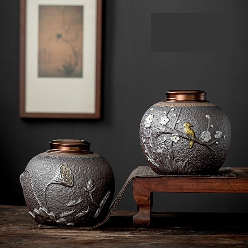 Dzbanek na herbatę Ceramiczne puszki na herbatę, duże gospodarstwa domowego zielonej herbaty, szczelne puszki na herbatę, czarne opakowania herbaty, uszczelnione garnki ceramiczne. Kuchenne pojemniki