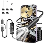 Endoscope Camera with Light, Ferdiiz 1920 HD Borescope with IP67 Waterproof, Endoscope Inspection with 8 Adjustable LED Lights, 16.5FT 5M Semi-Rigid Cable for Android iOS