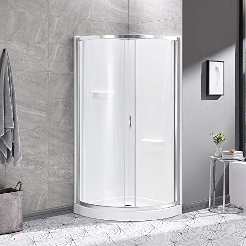 Ove Decors Breeze 32 In. Satin Nickel Shower Kit With Clear Glass Panels, Walls And Base Included #TOP5