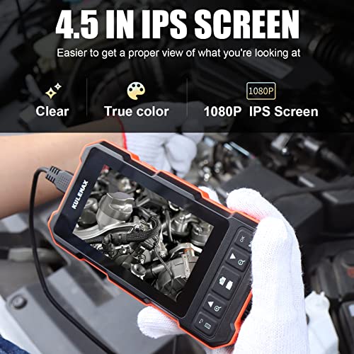 Kulemax Dual Lens Industrial Endoscope Camera, 1080P Digital Borescope Inspection Camera With Light, 4.5 Inch Digital Video, 5.5 Mm Ip67 Waterproof Scope Camera, 16.5Ft Semi-Rigid Cable, 32Gb Card #TOP2