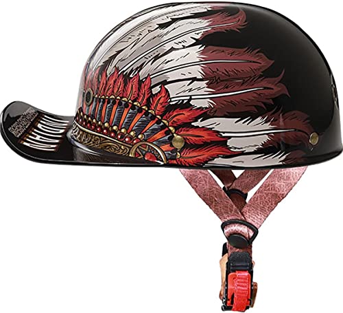 Retro Vintage Motorcycle Half Helmet, Men Women Baseball Cap - Street Bike Scooter Moped Jet Helmet DOT Certified