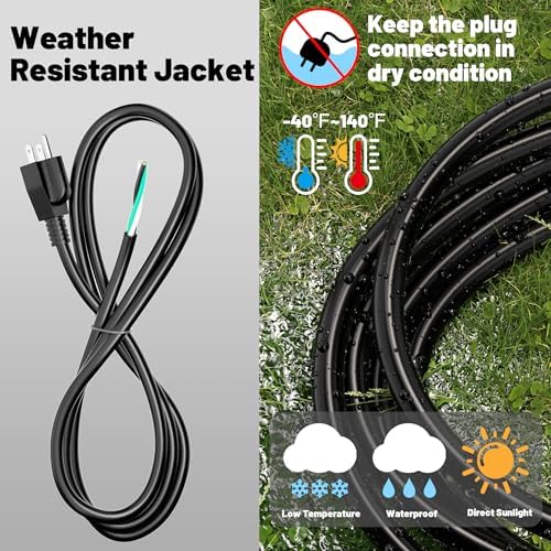 Vockjour 3 ft 16/3 Pigtail Replacement Power Tool Cord, NEMA 5-15P Black - 5