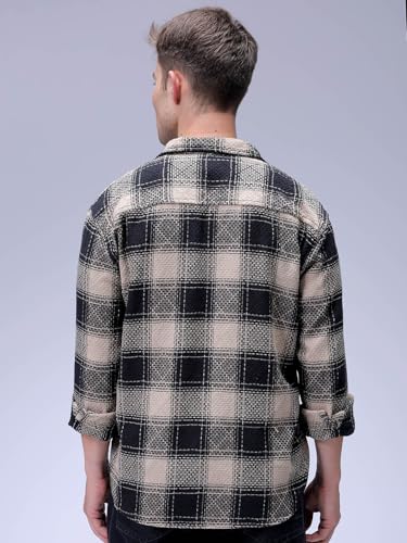 Image of The Indian Garage Co Men Relaxed Fit Checkered Full Sleeves Cutaway Collar Casual Shirt