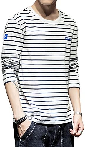 Amazon Tシャツ 長袖 メンズ ストライプ メンズtシャツ カットソー ファッション カジュアル ストライプtシャツ 柔らかい 細身 タイト Tシャツ 快適 春夏秋 Tシャツ カットソー 通販