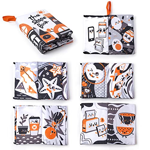 【Baby's First Library】 Questo libro di stoffa ha un design a doppia faccia e ha una grafica diversa. Morbido al tatto, contrasto cromatico elevato, suoni di carta increspata progettati in un libro morbido incoraggiano il bambino all'esplorazione.