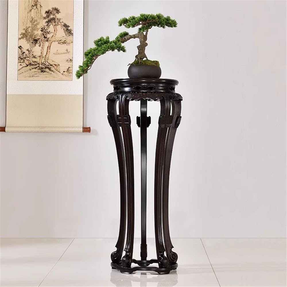 Stojak na rośliny w stylu chińskim wytłaczana rzeźba stojak ekspozycyjny, czarny kwaśny rozgałęziony drewniany stojak na rośliny Bonsai