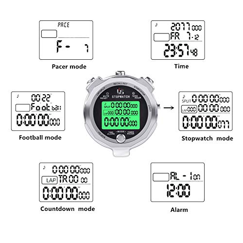 Rolilink Stopwatch,Metal Stop Watch for Sports with Backlight 100 Laps Memory Waterproof Stopwatches Timer for Sports and Competitions - Thumbnail 2