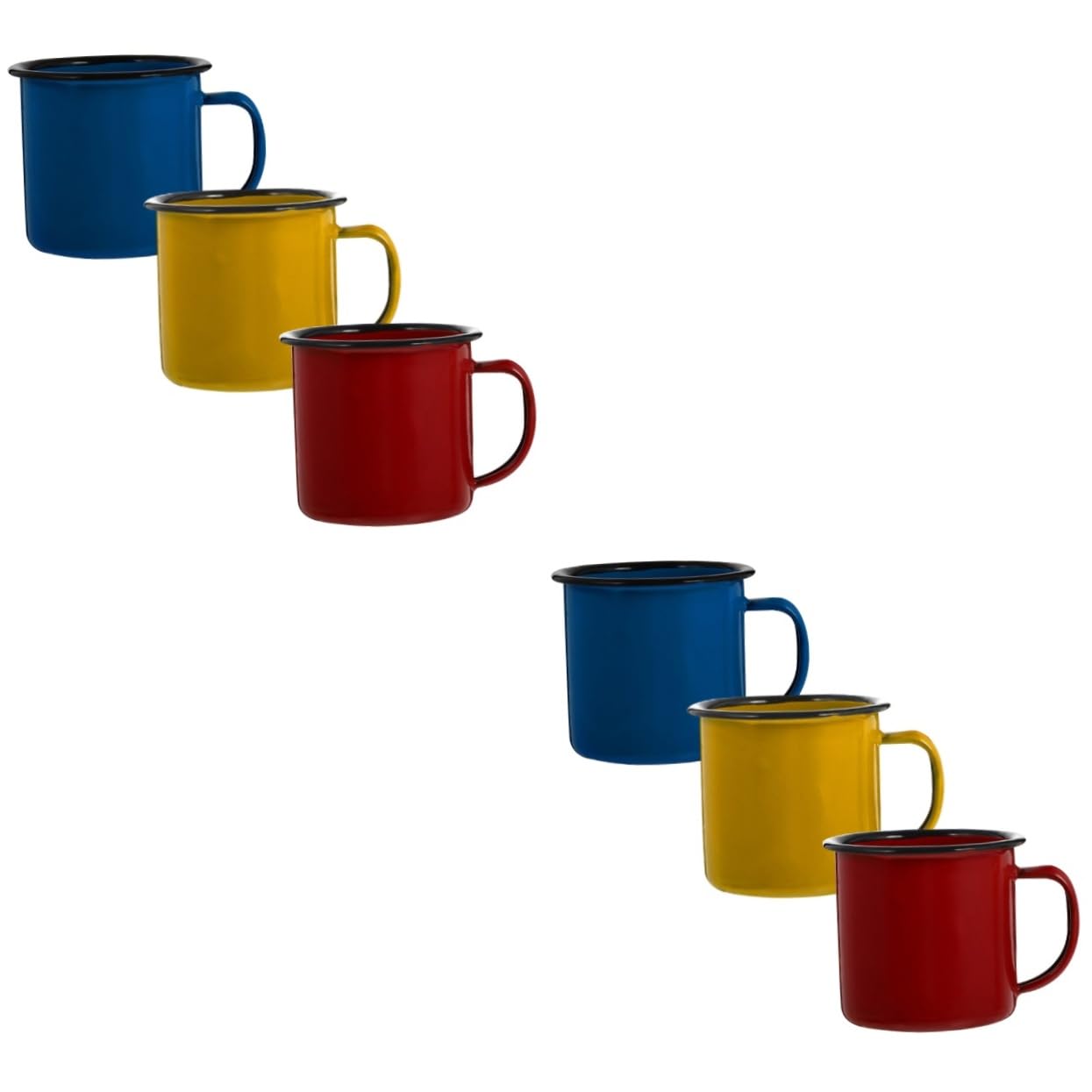 Mikinona 6stücke Bunte Emaille Tassen Vintage Wasserbecher Für Camping Outdoor Zuhause Leichte Bruchsichere Trinkbecher Für Kaffee Tee Saft Und Mehr