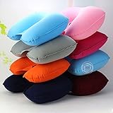 Samtech 4 in 1 Inflatable Travel Pillow Neck U Rest Air Cushion + Eye Mask + Earplug + Air Pump (Orange)