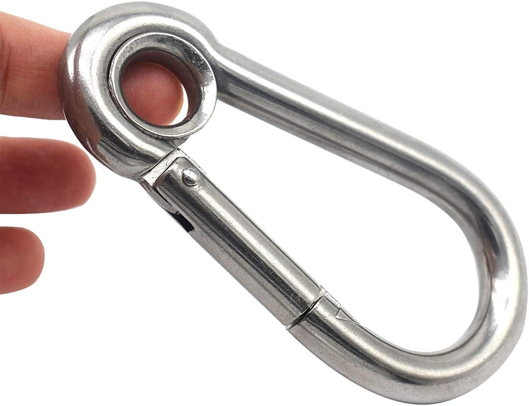 10 PCS M5 2 inch Stainless Steel Heavy Duty Carabiner Clips Keychain with Round Hole Snap Hook Quick Links Safety Chain Rigging Accessories Tool - Image 5
