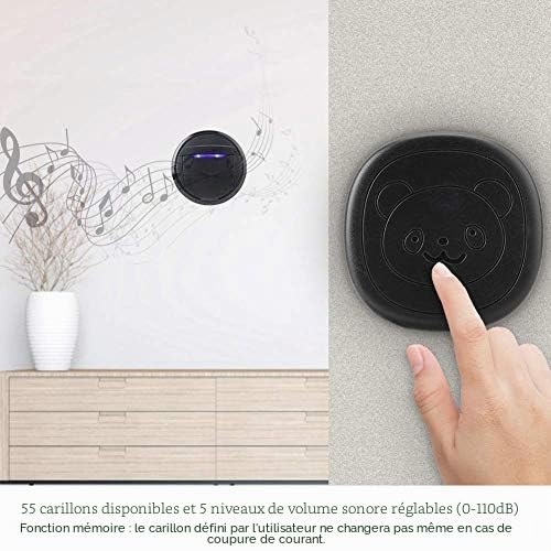 Bouton de Sonnette Tactile étanche Sans Fil, Sonnette d'interphone pour Animaux de Compagnie, Interphone Extérieur pour L'appelant, Contient 2 émetteurs et 1 Récepteur (EU Plug)