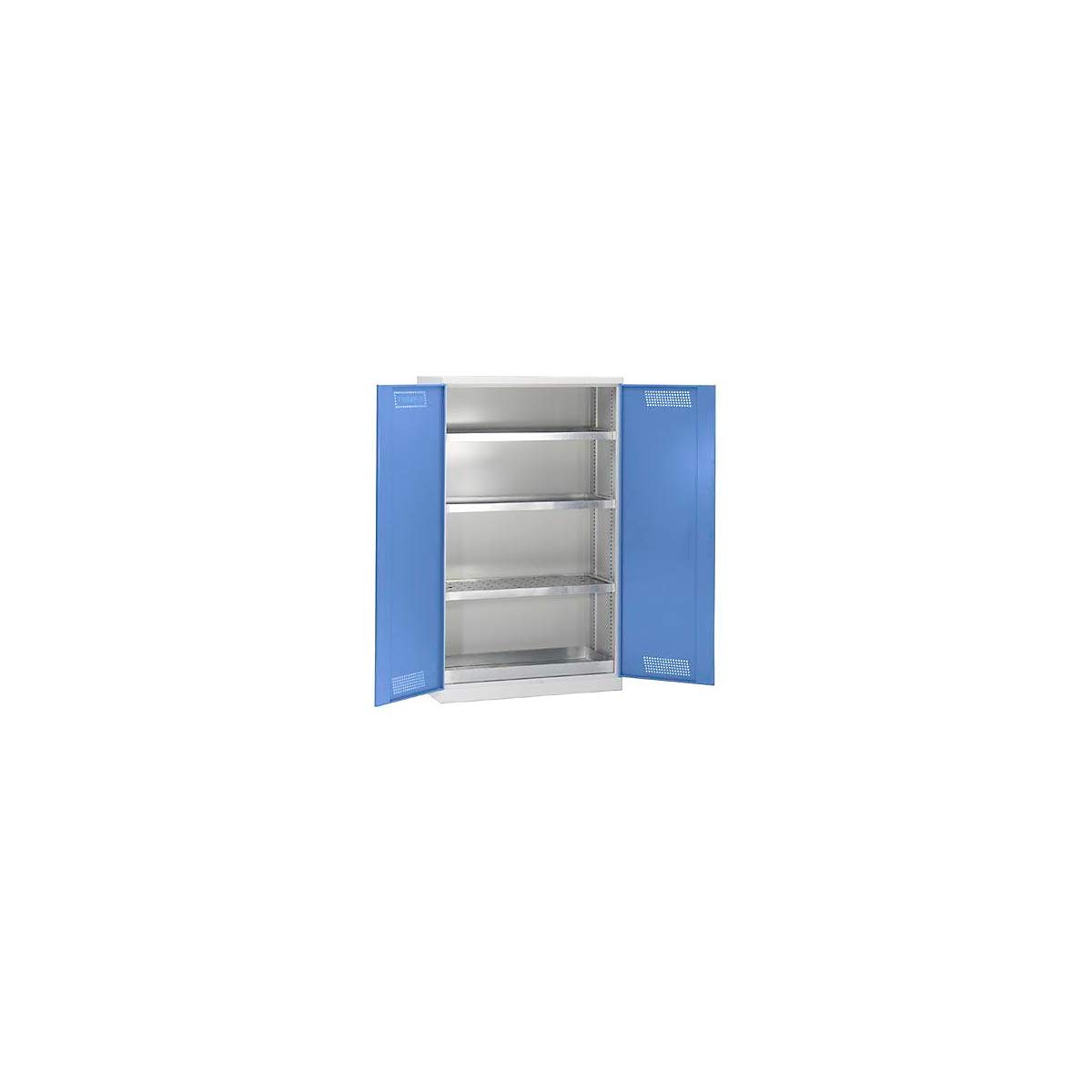 EUROKRAFT Pro | Armoire de sécurité | Avec 1 cuve de rétention et 3 tablettes de rétention, largeur 1200 mm