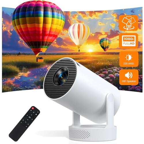 Image of Trunera Smart Mini Projector with WiFi 6 and Bluetooth 5.0, Support 4K 1080P, Built-in Apps & 180° Rotation, Auto Vertical Keystone, Portable Movie Projector for Bedroom Home Outdoor, Ivory