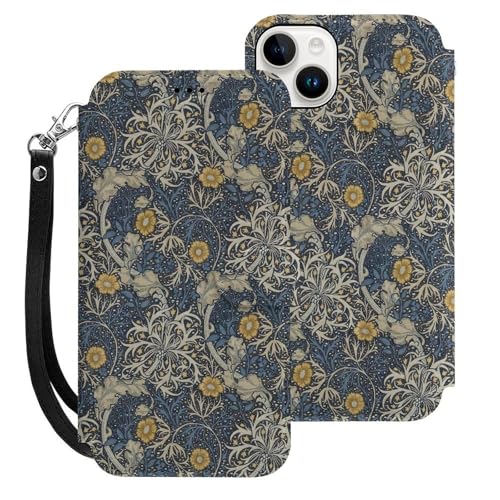 William Morris EBAX ԕ iPhone15 PluspP[X 蒠^ z^ X}zP[X J[h[ PUU[  ACtH15 PluspP[X Sʕی }Olbg ϏՌ EȒP