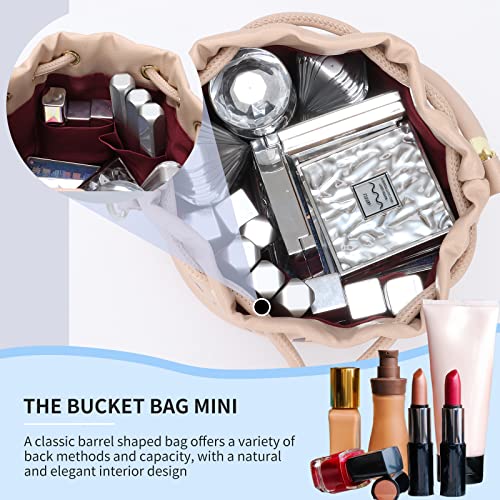 Image of JQAliMOVV Mini Leather Bucket Bags for Women Drawstring Bucket Purse Crossbody Handbags Hobo Bag