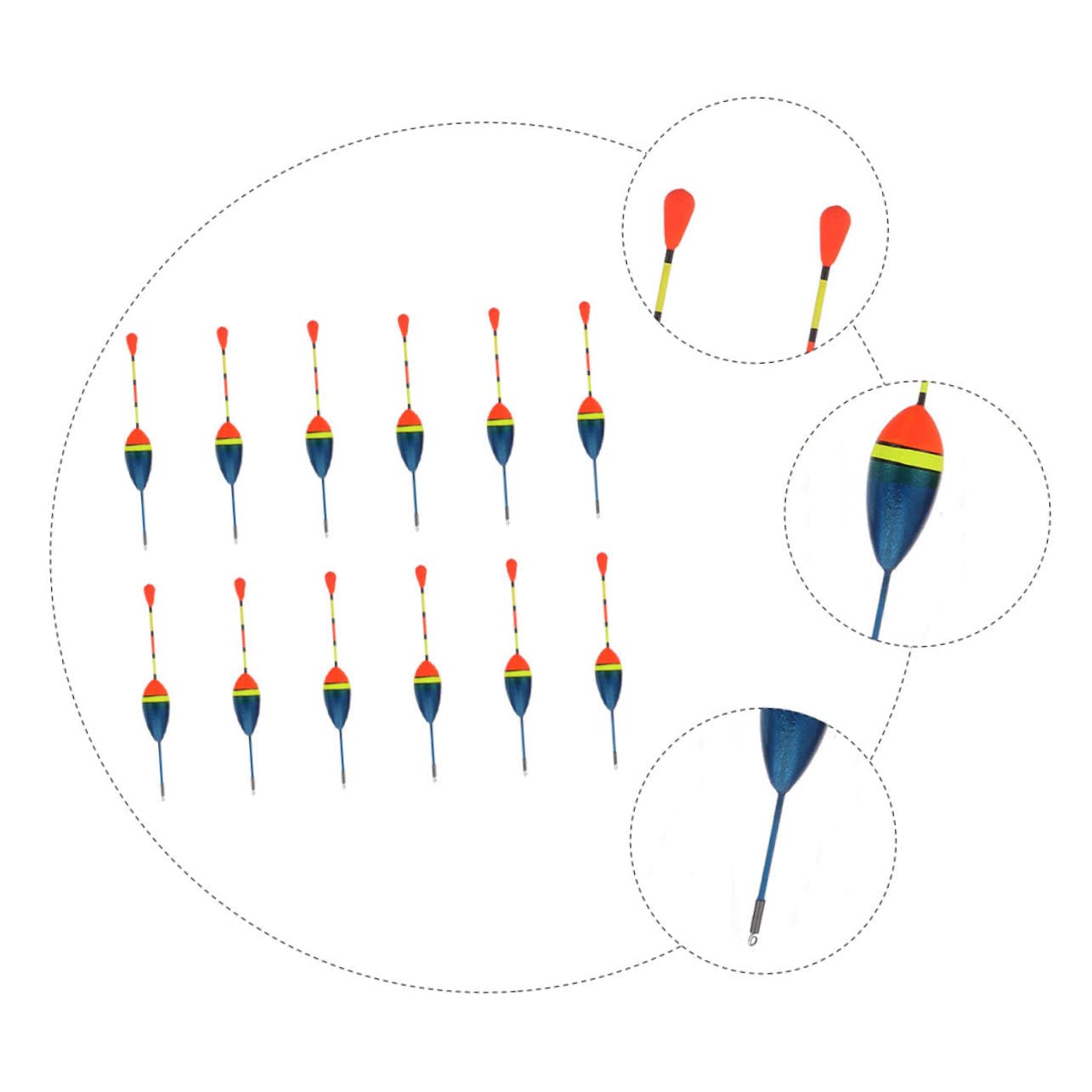 POPETPOP Kit De 15 Flotteurs De Pêche – Mousse Fluorescente, Indicateur De Touche, Couleur Aléatoire, Pour Pêche Au Coup