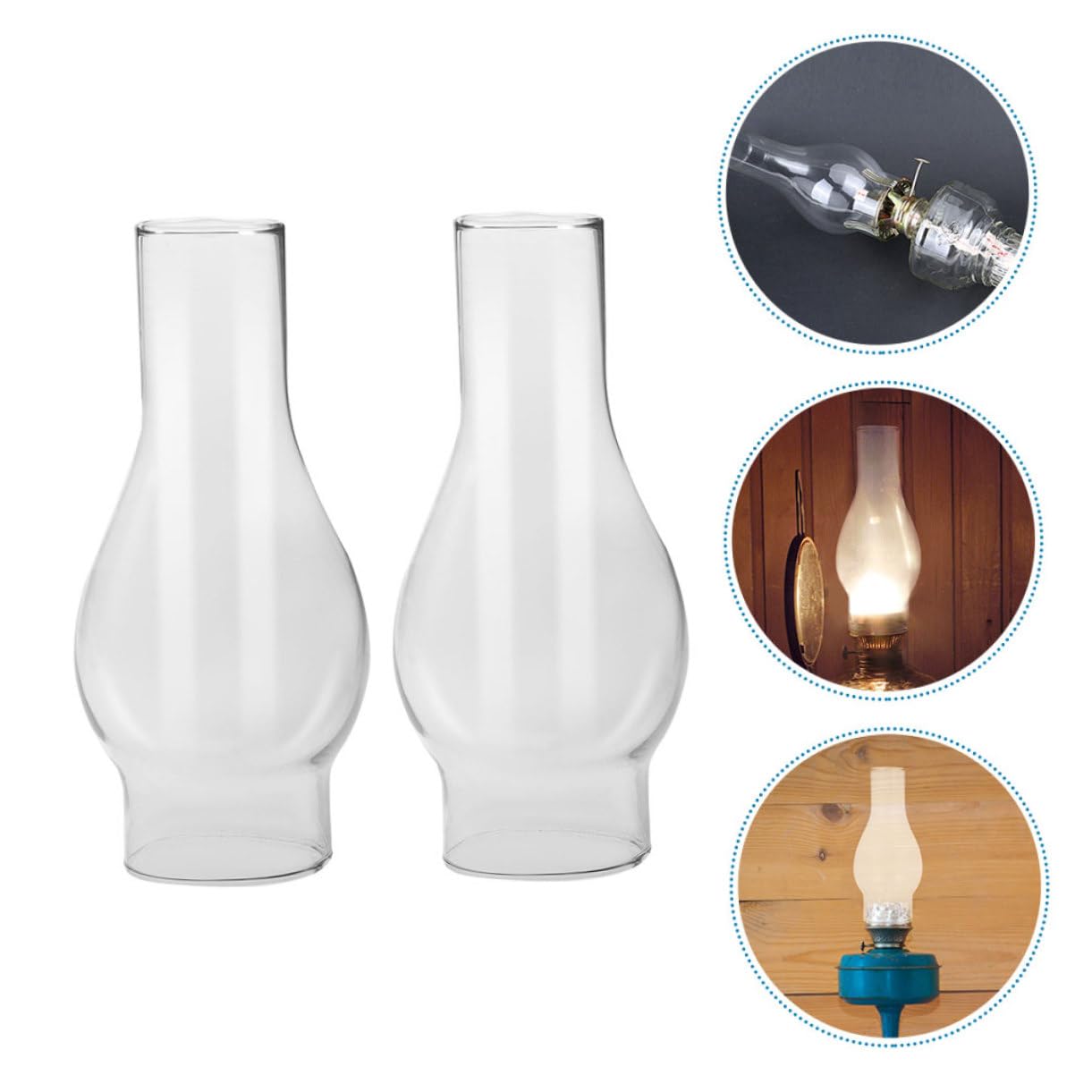 PartyKindom 5 Ensembles Cheminée De Lampe À Huile en Verre Dirigé Lumières De La Lanterne Retrolite Lampes À Huile Couvercle en Verre De Lampe À Huile Couvercle De Lampe À Huile 2 Pièces * 5
